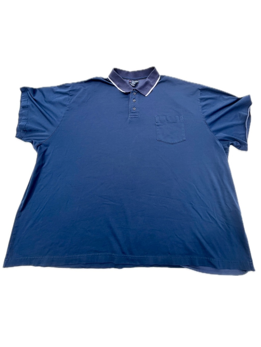 Men's Navy Polo with Contrast Trim and Chest Pocket